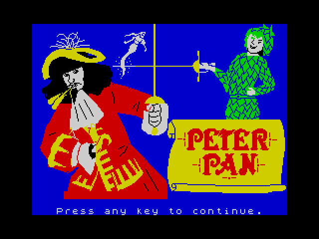 Peter Pan title screen for ZX Spectrum